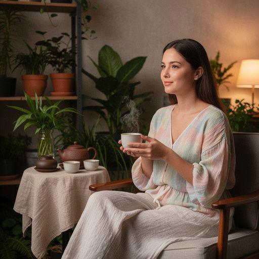 Žolelių arbatos ingredientai – švieži ramunėlių, melisos ir mėtos lapai ant medinio paviršiaus.